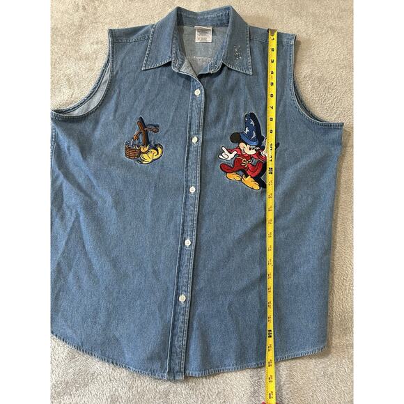 Vintage Mickey Mouse Denim Sleeveless Women’s Sz XL - Picture 8 of 9